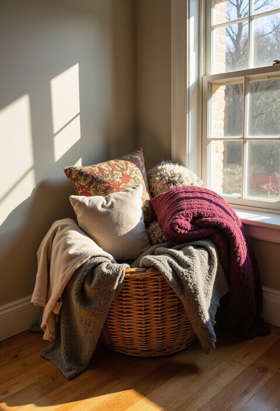 declutter living room textiles for christmas