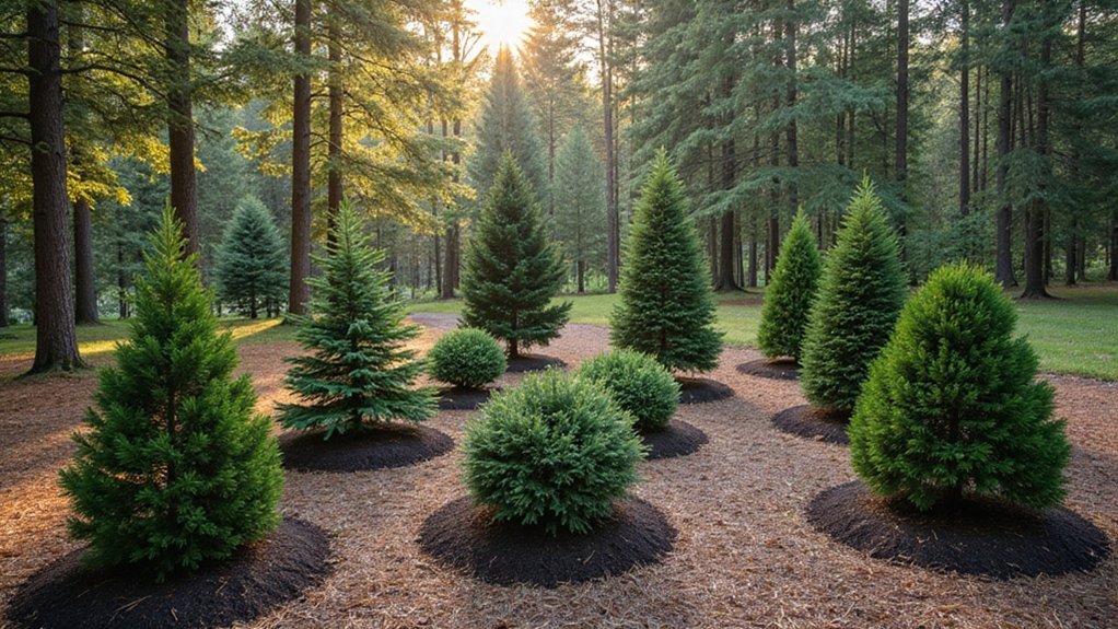 evergreen trees mulch winter protection