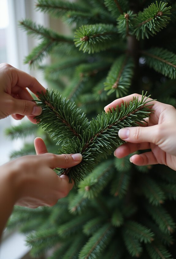 gently spread and fan branches