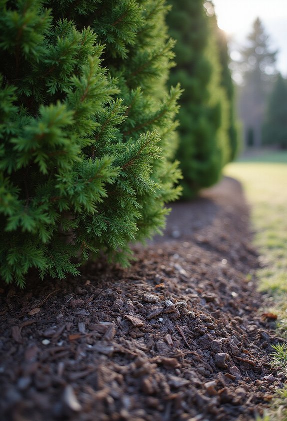 insulate evergreens with organic mulch