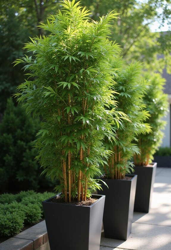 privacy screening clumping bamboo containers