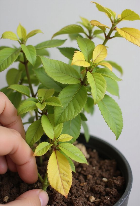 soil moisture check for yellowing leaves
