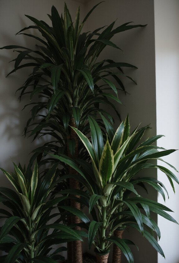 tall dramatic low light architectural greenery