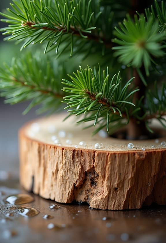 trim lower branches for water absorption