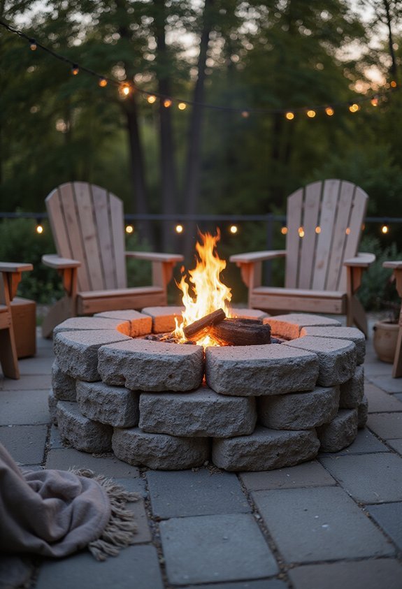 affordable circular stackable cinder block fire pit