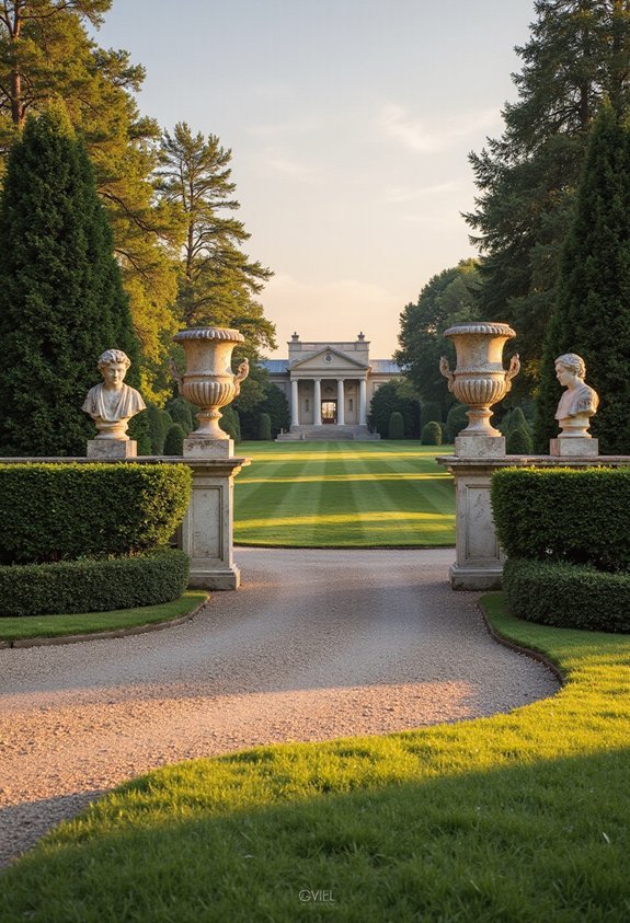 architectural sophistication through classical sculptures