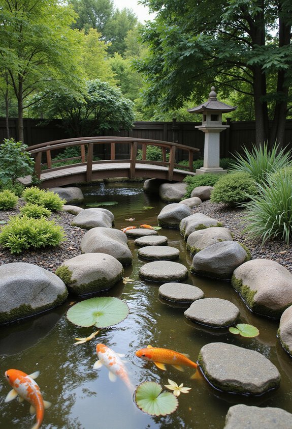 authentic asian style front yard koi pond