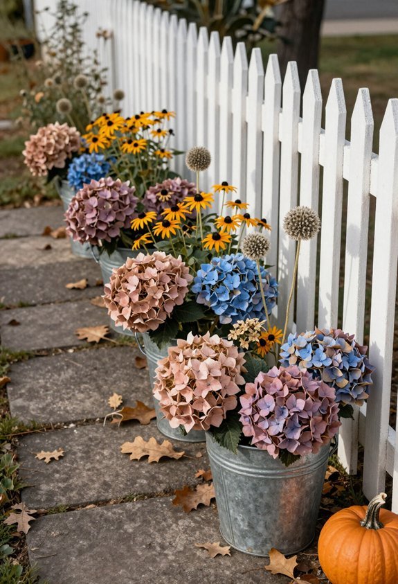 autumn container garden arrangement