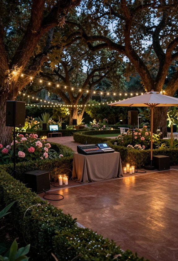 backyard wedding sound setup