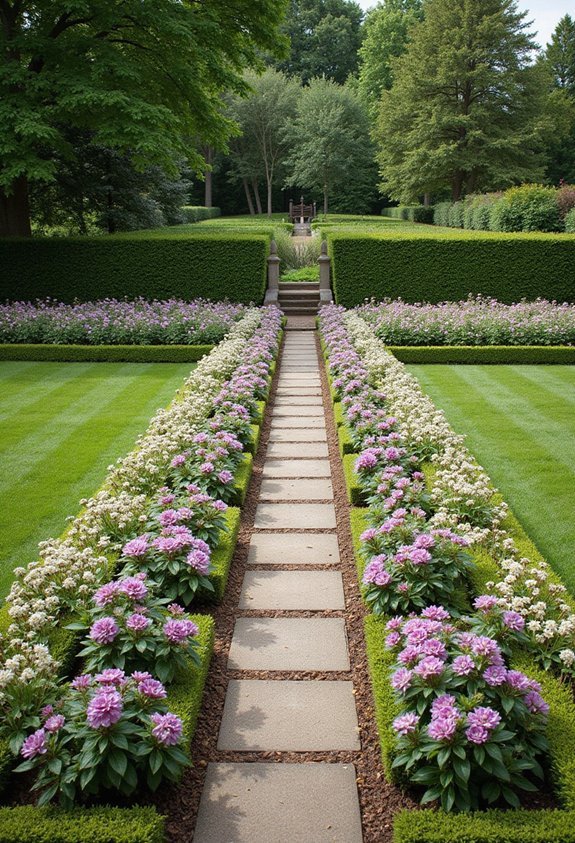 balanced symmetrical formal mirrored landscape