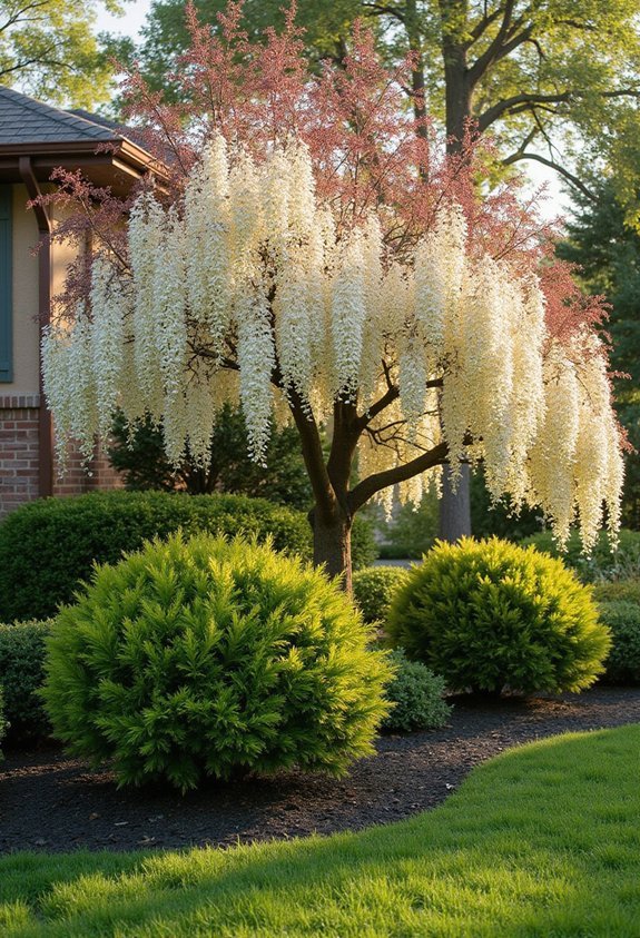 cascading fountain like floral silhouettes