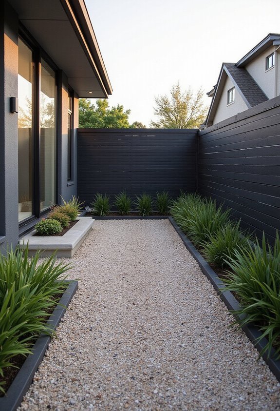 cohesive modern defined gravel fencing