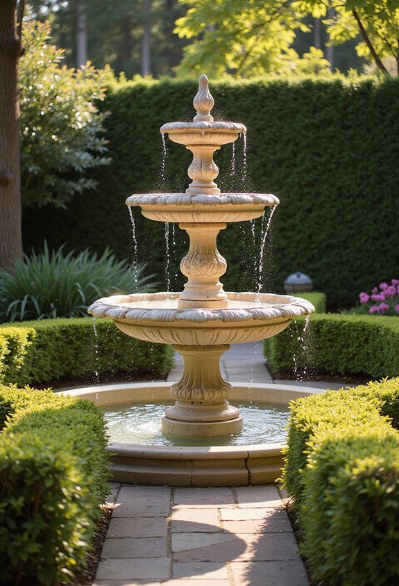 compact elegant tranquil courtyard water features