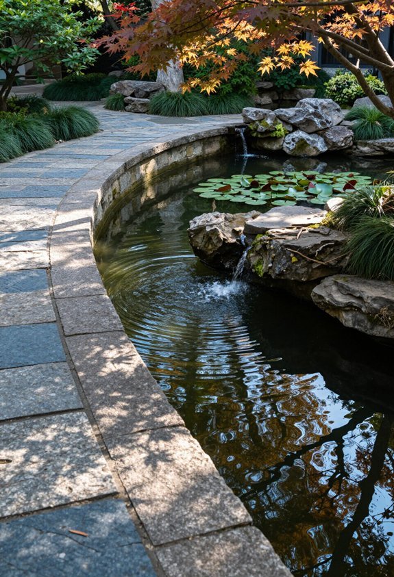 compact pond enhances walkways