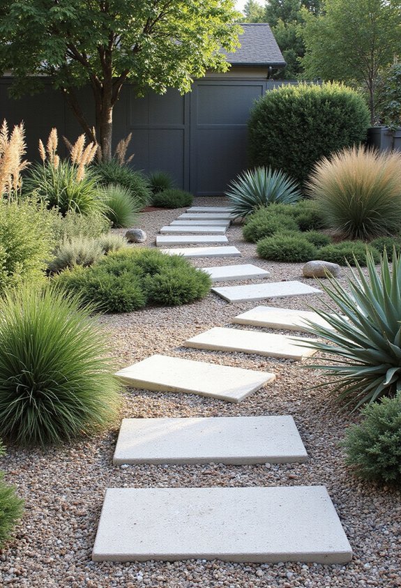 contemporary low maintenance gravel landscapes