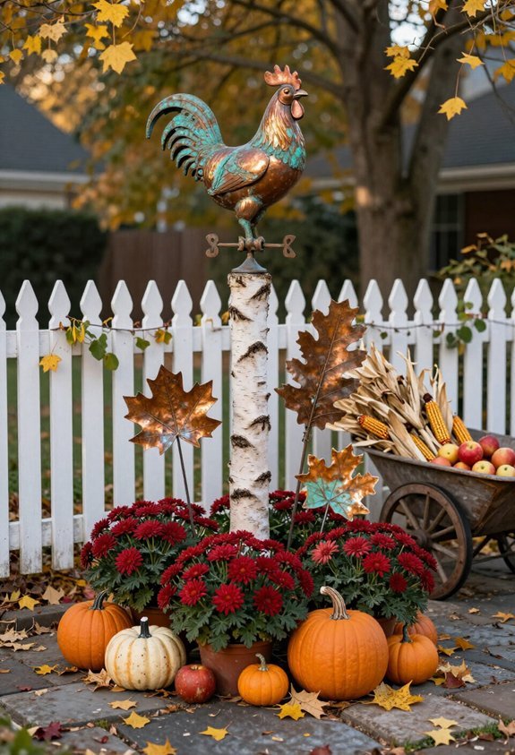 copper sculptures enhance outdoors