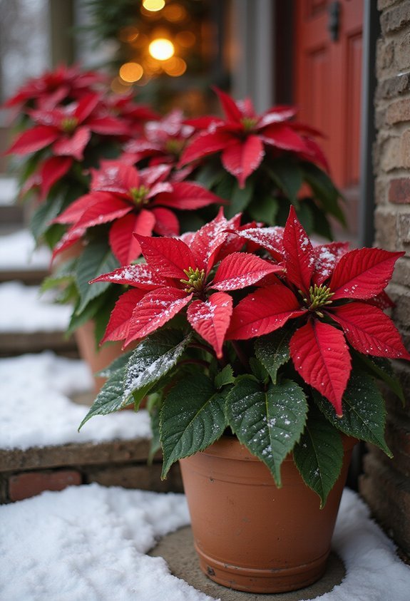 decorative red poinsettia holiday displays