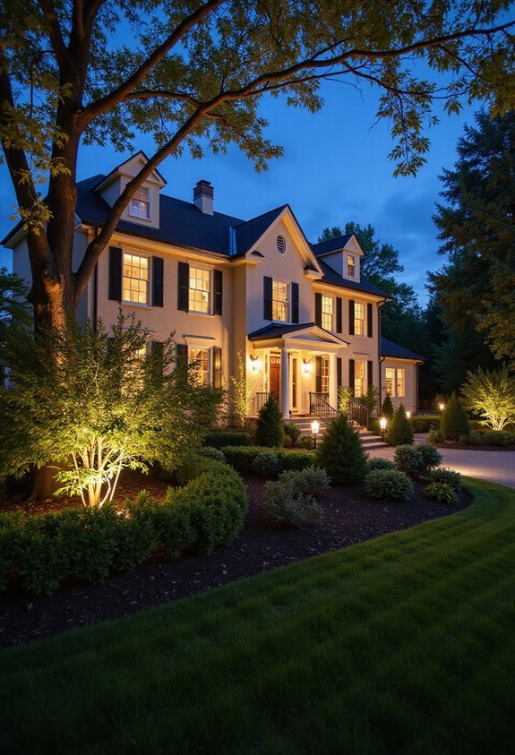 dramatic architectural glowing landscape uplighting