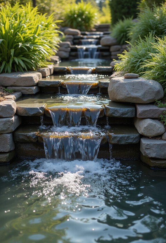 dramatic cascading water feature walls