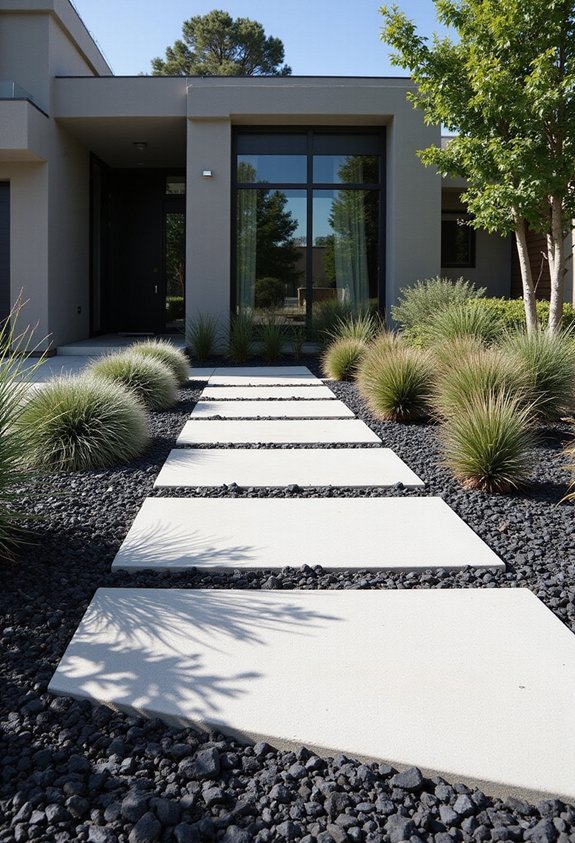 dramatic high contrast minimalist landscape design