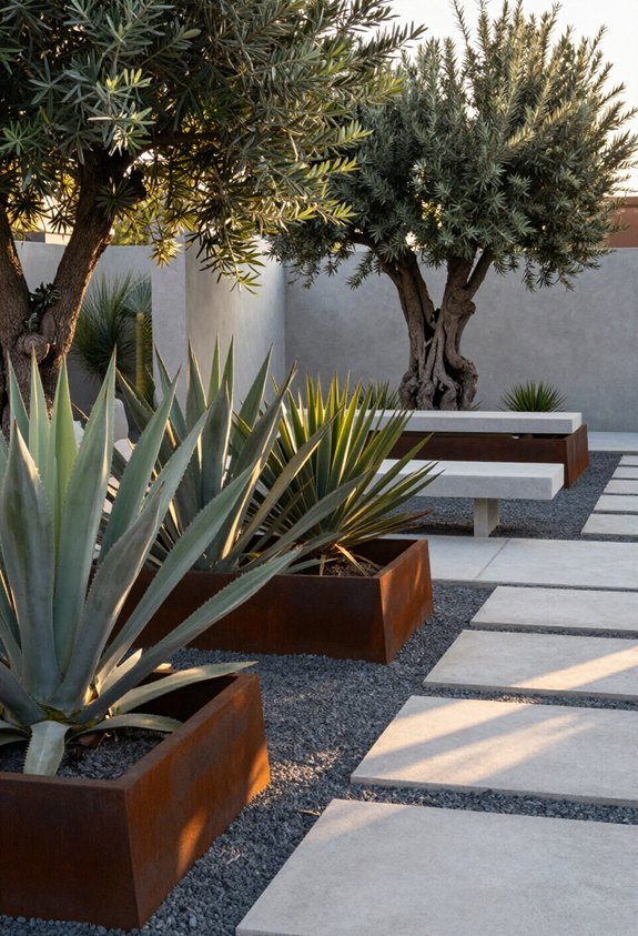 dramatic vegetation and hardscape