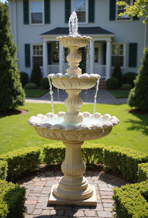 elegant cascading tiered water fountains