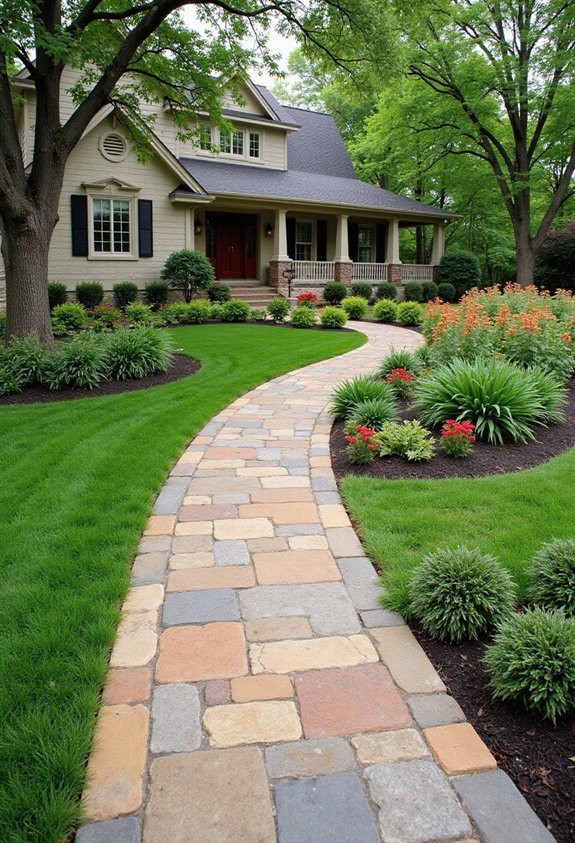 elegant durable drainage conscious natural stone walkway