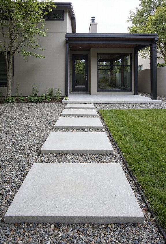 elegant linear stepping stone pathway