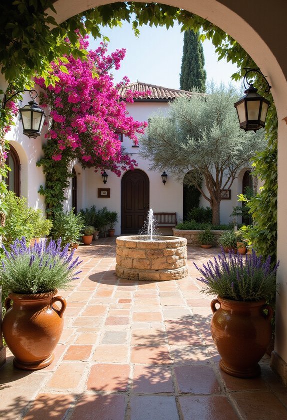 elegant mediterranean front yard oasis