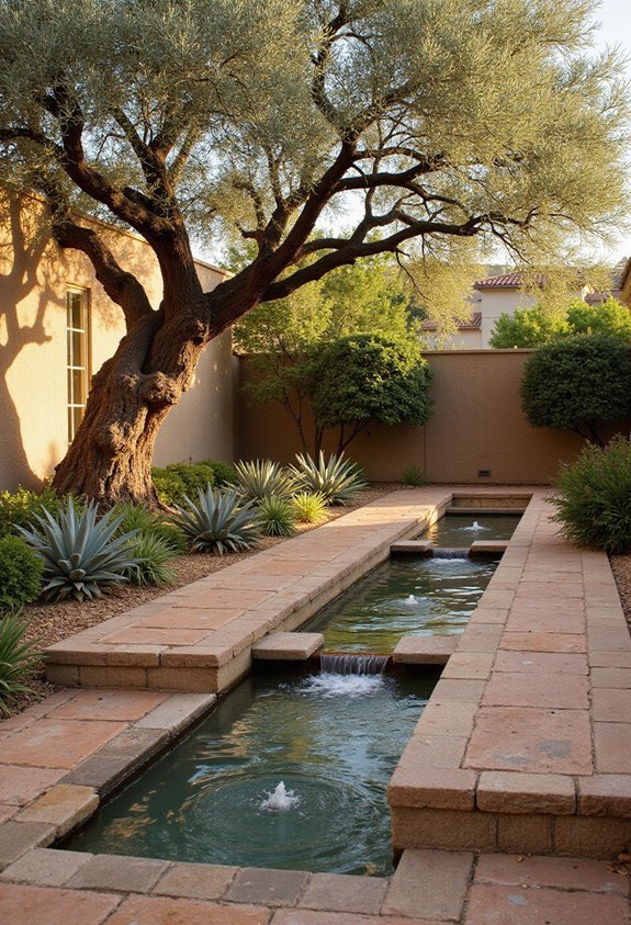elegant mediterranean landscape water features