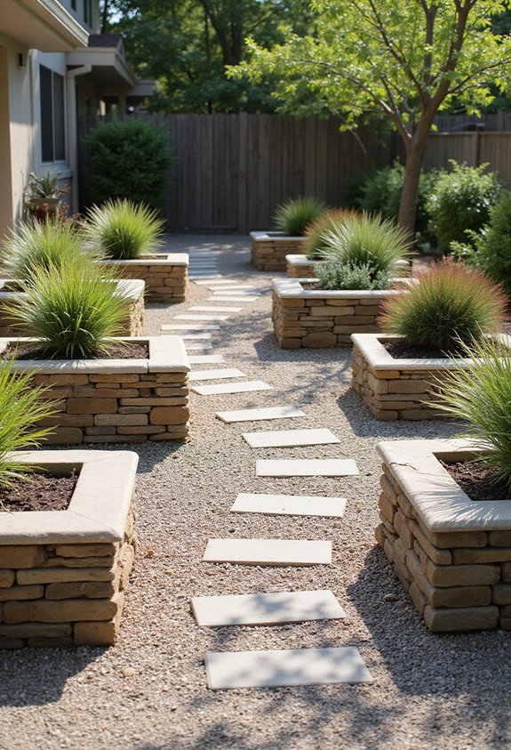 elevated low maintenance drought resistant garden beds