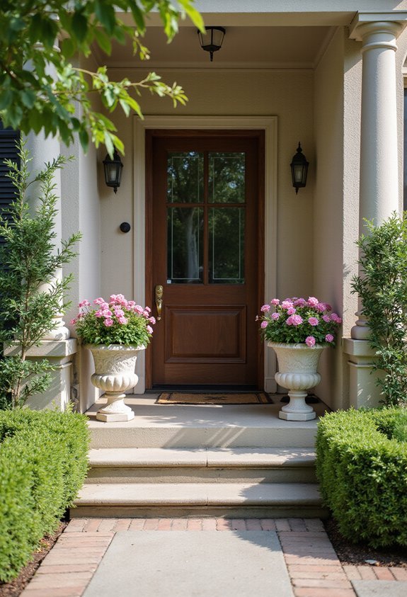 entrance focal point decorative plantings