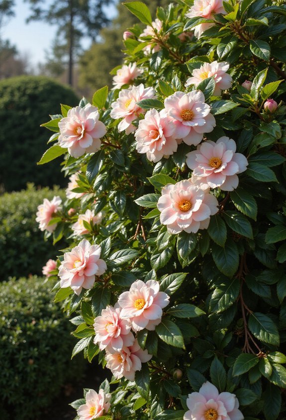 evergreen elegant glossy winter blooming