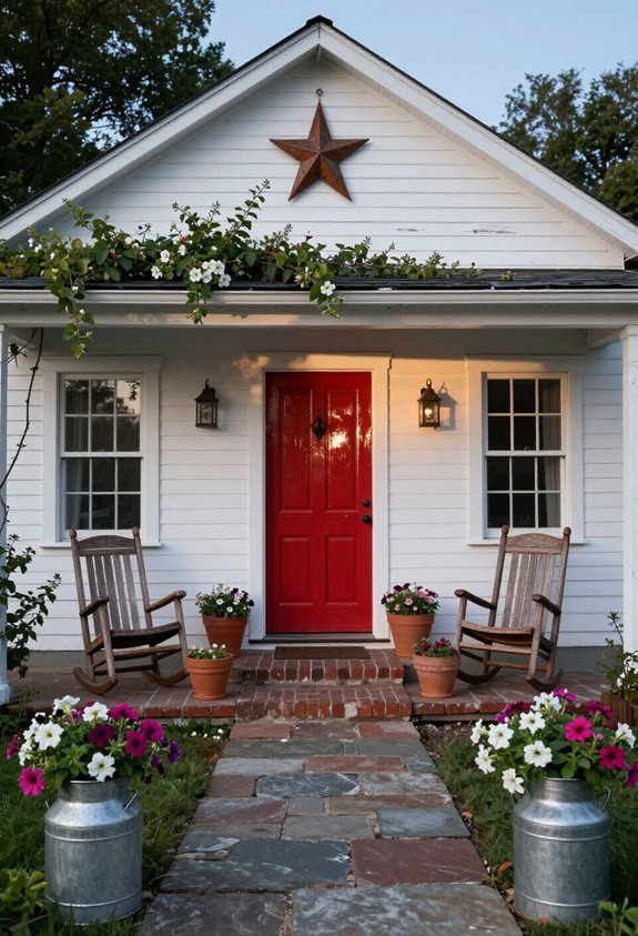 farmhouse red front door