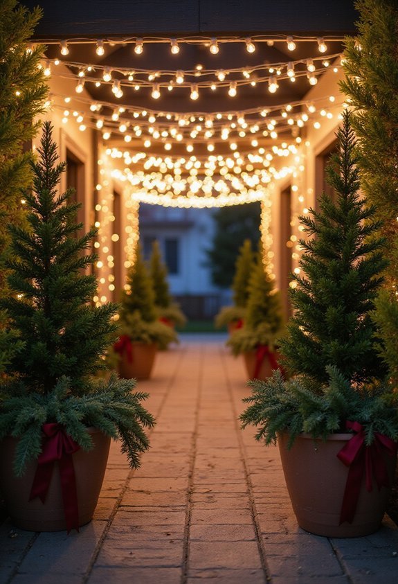 festive entryway illuminated strategically