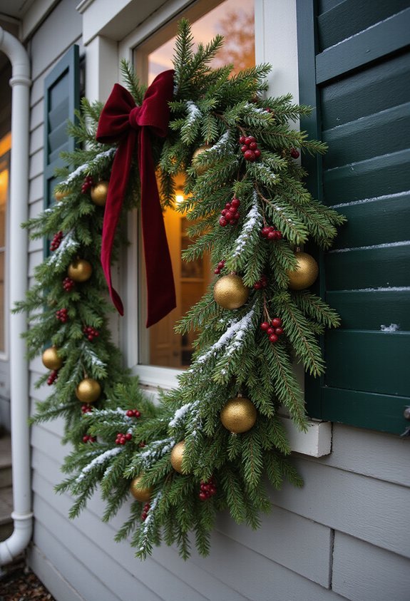 festive shutter mounted christmas swag decorations