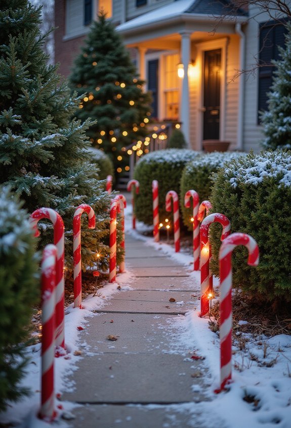 festive walkway candy cane stakes