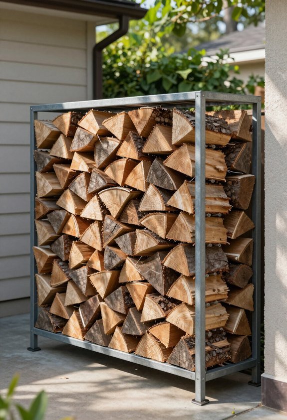 firewood rack against house