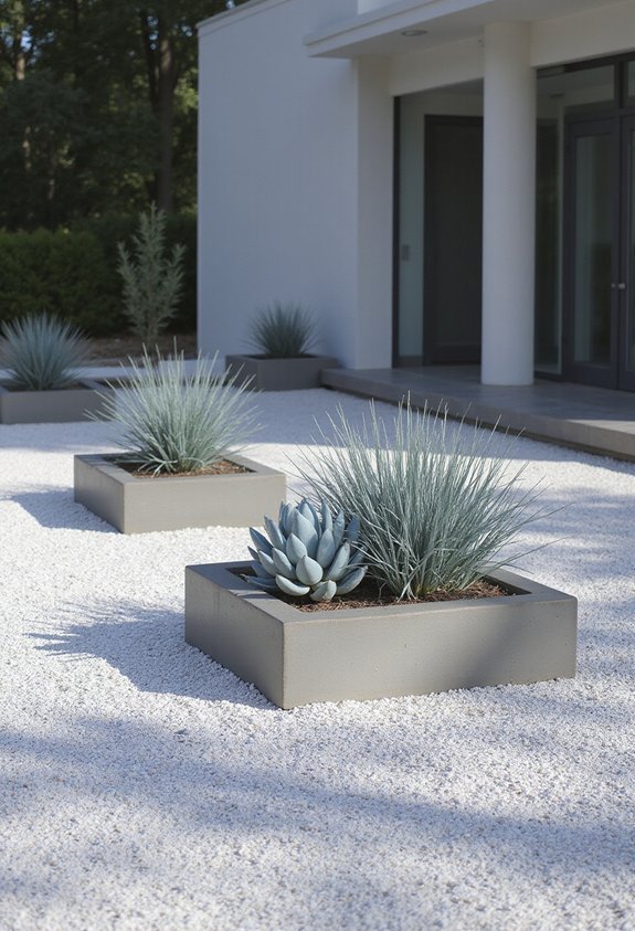 flexible dynamic gravel anchored container displays