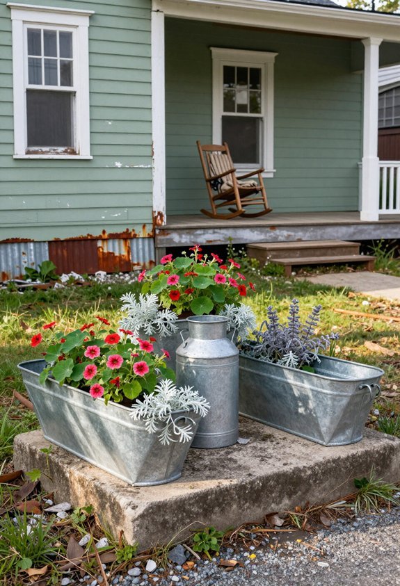 flexible galvanized planter arrangements