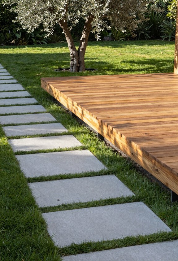 floating timber deck contrast
