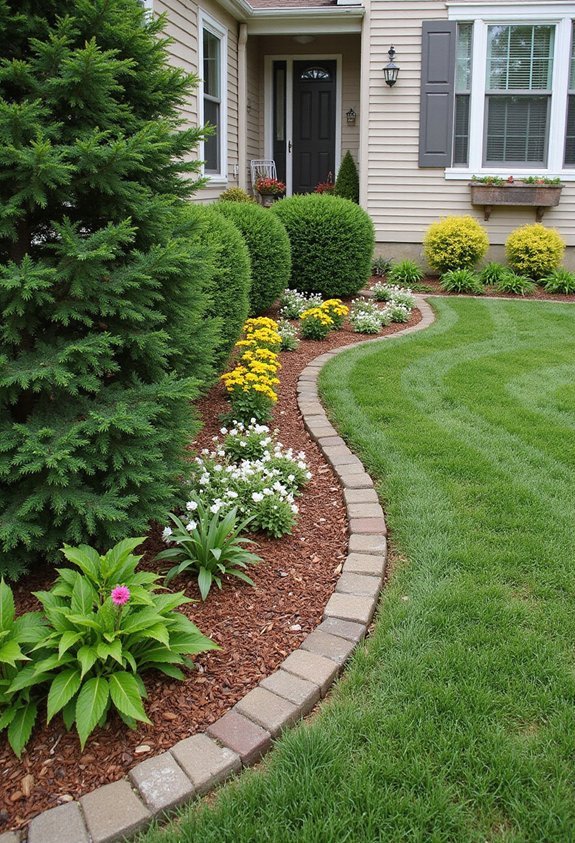 framed home with strategic plantings
