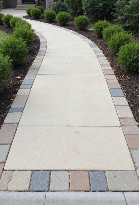 framed walkway with inset pavers