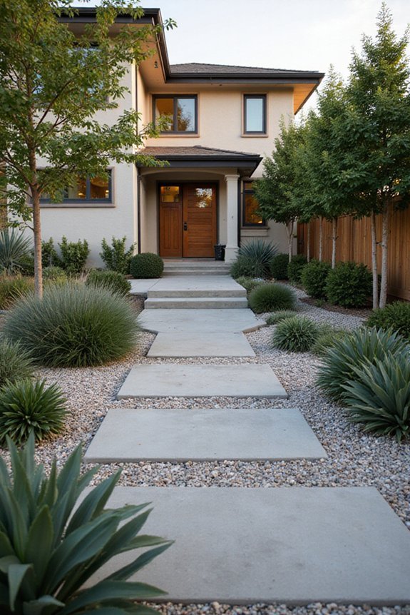 grass free modern front yard designs