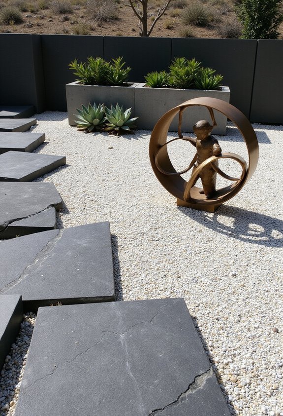 gravel art focal sculptures placement