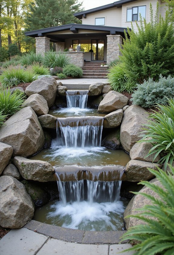 gravity fed water features on slopes