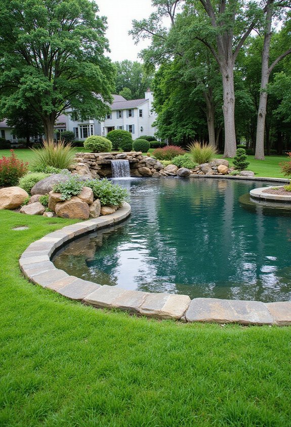 impressive front yard pond installations