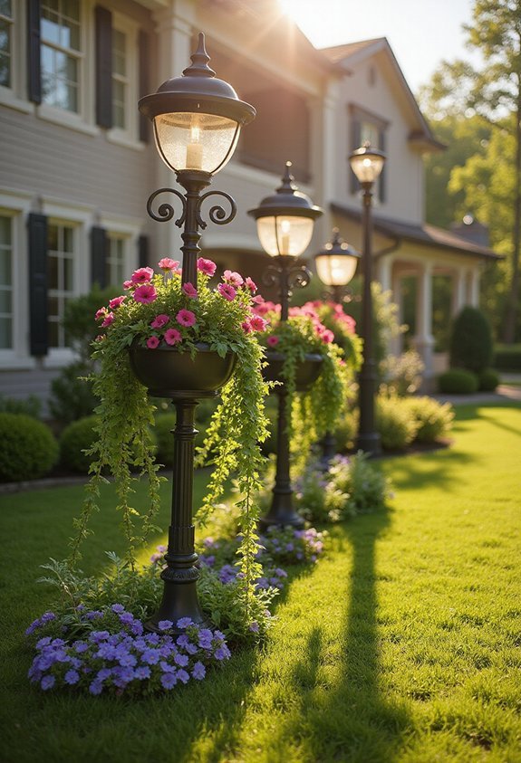 integrated lamp post planter functionality