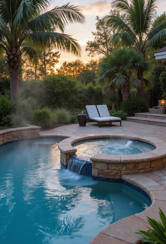 integrated pool and hot tub