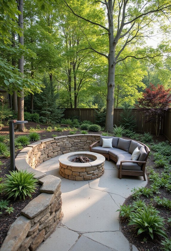 intimate shielded relaxing sunken outdoor room